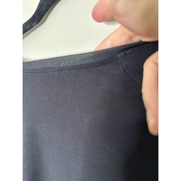 Ruby Ribbon Top Large Black Viscose Stretch Jersey Long Sleeve Ruched Mesh Basic - Picture 6 of 10